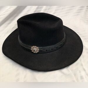 Vintage Stetson The Gun Club Hat Black Braided Leather Band Star Medallion XXXX